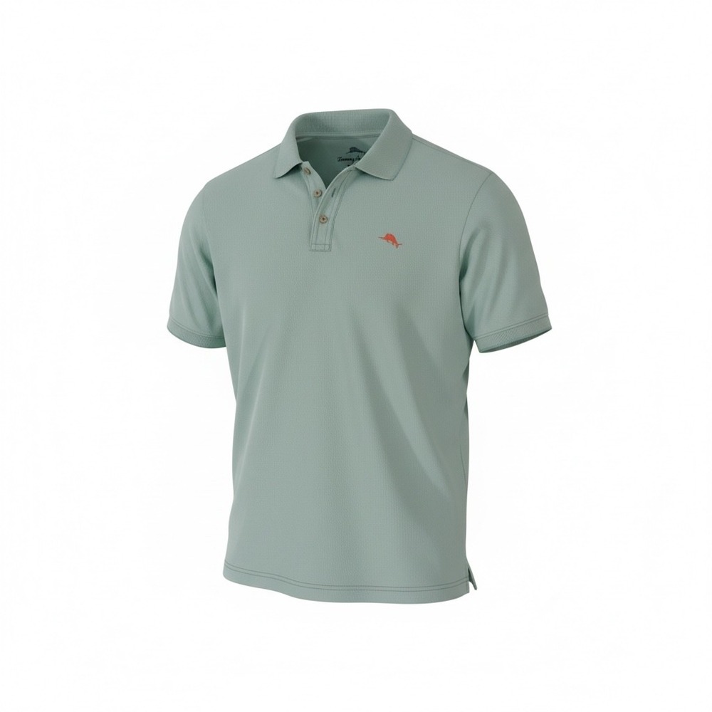 Tommy Bahama Mens Supima Cotton Polo Shirt Seafoam Green Marlin Logo Large